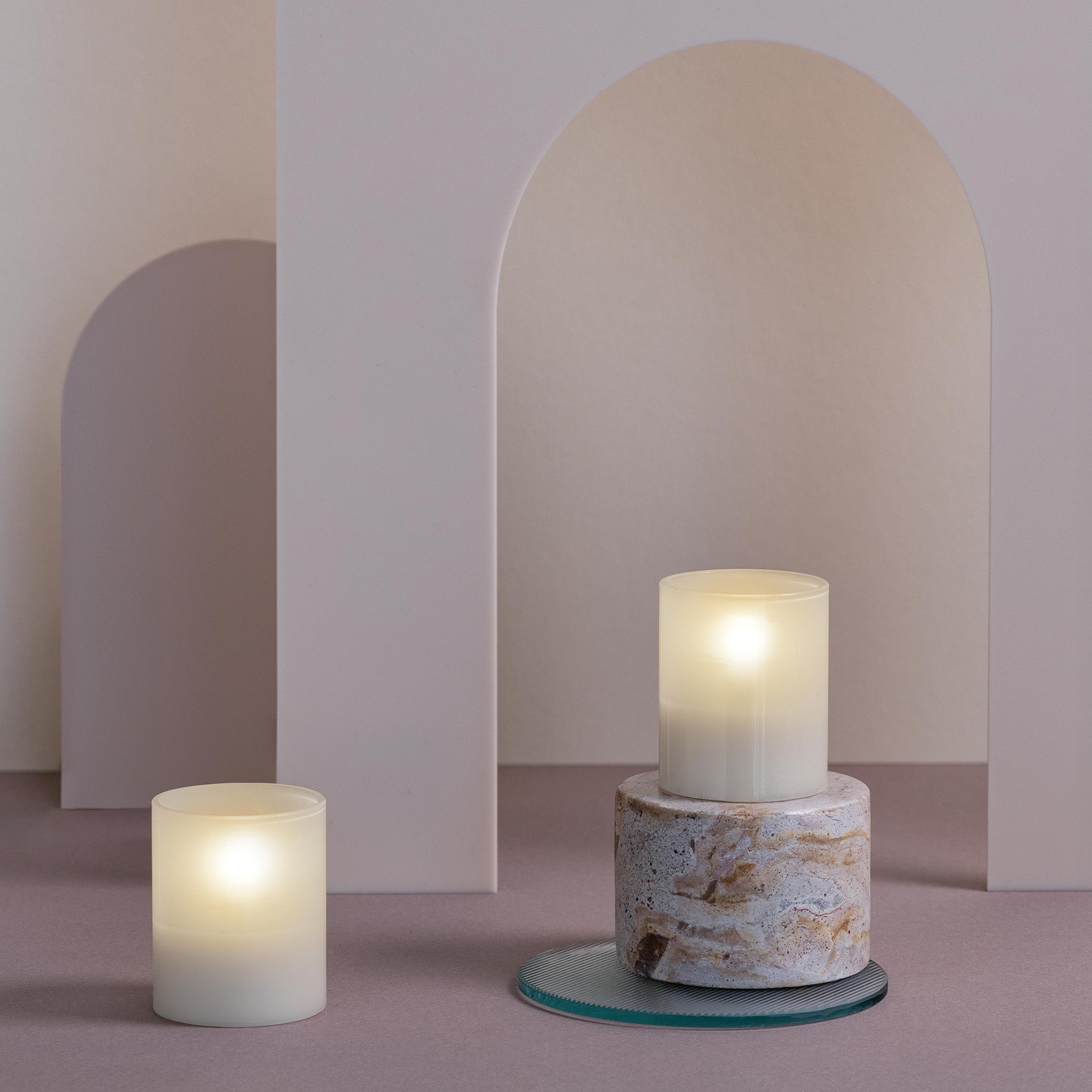 LED Glas-Kerze Hurricane 2 Stk 4,7 x 5,7 cm vanilla